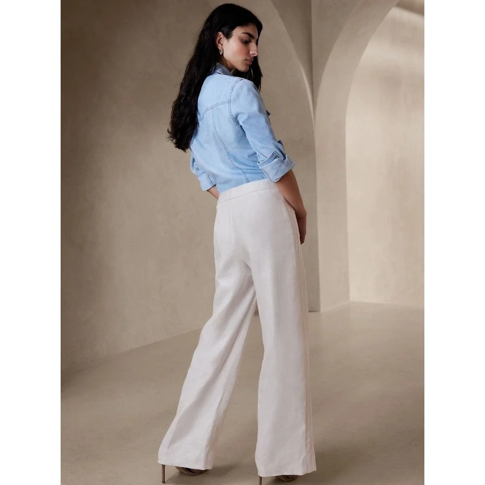 Banana Republic Salma Wide Leg Linen Tuxedo (100% Linen)  W>39 I>30 SZ 16